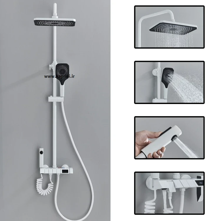 دوش پیانویی دیجیتال رنگ سفید