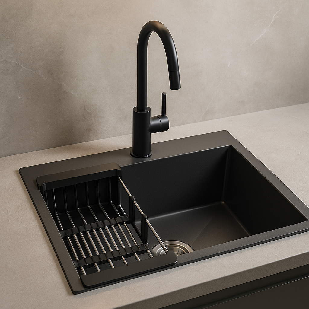 سینک تک لگن 60 در 40 دودی مشکی