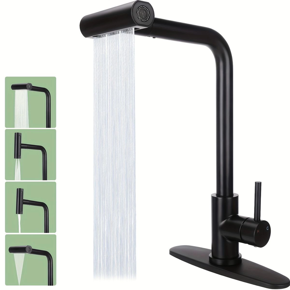 شیر ظرفشویی آبشاری چهارحالته مشکی