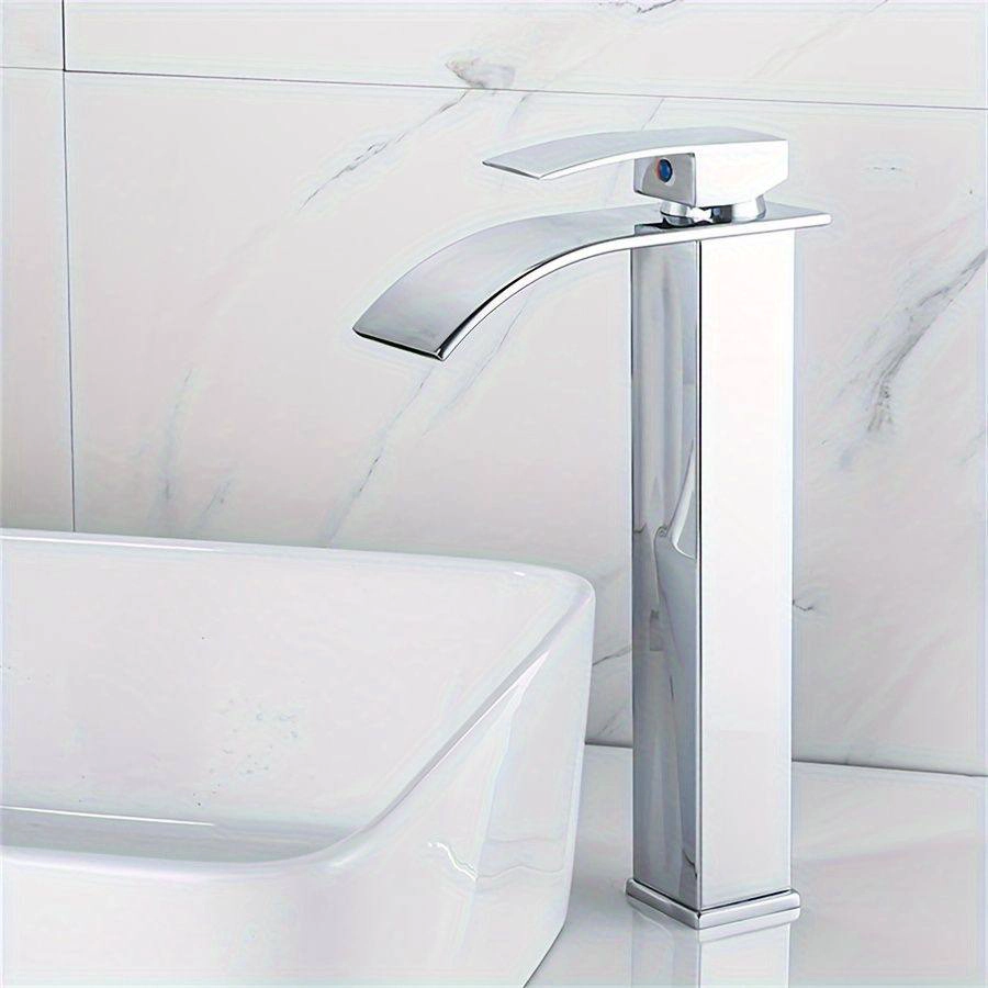 شیر روشویی پایه بلند آبشاری کروم استیل