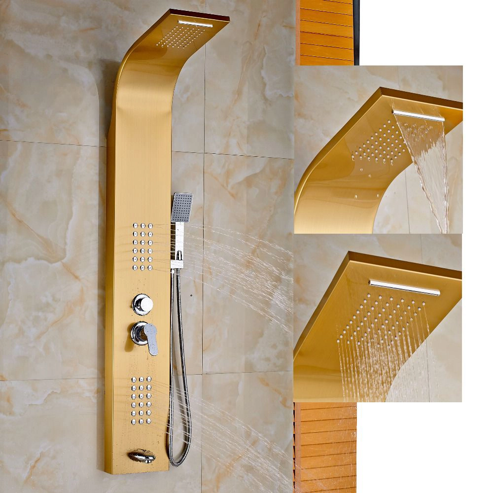 پنل دوش حمام طلایی