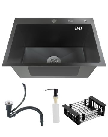 سینک تک لگن 60 در 40 دودی مشکی